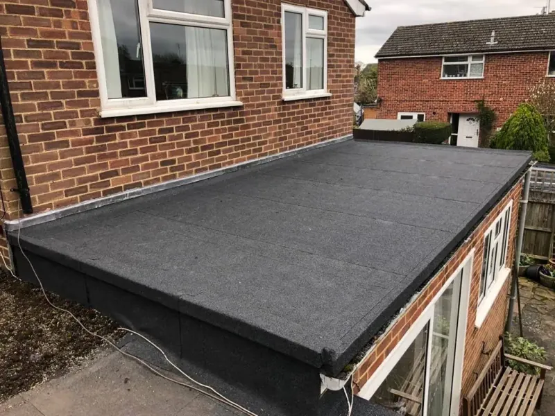 Emergency roof repair being carried out after storm damage in Frimley