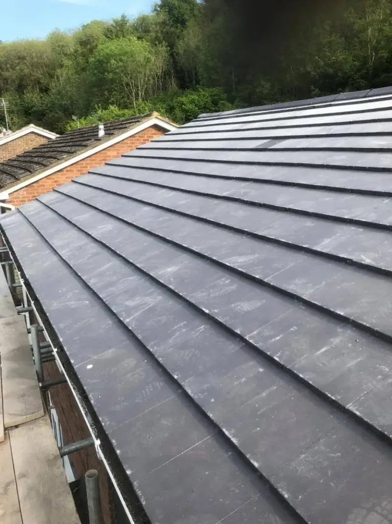 Torch-on felt roofing applied to a garage roof in Frimley