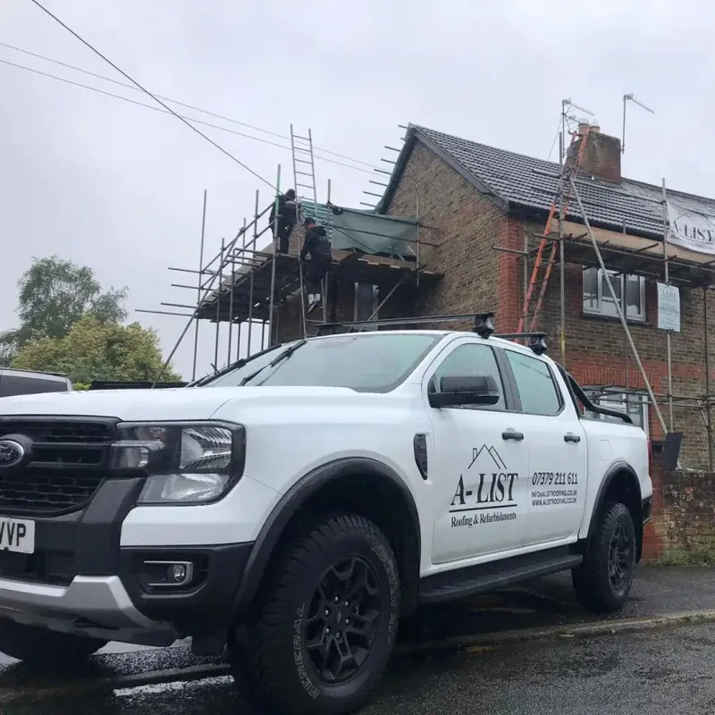 Newly installed tiled roof on a house in Frimley, Surrey