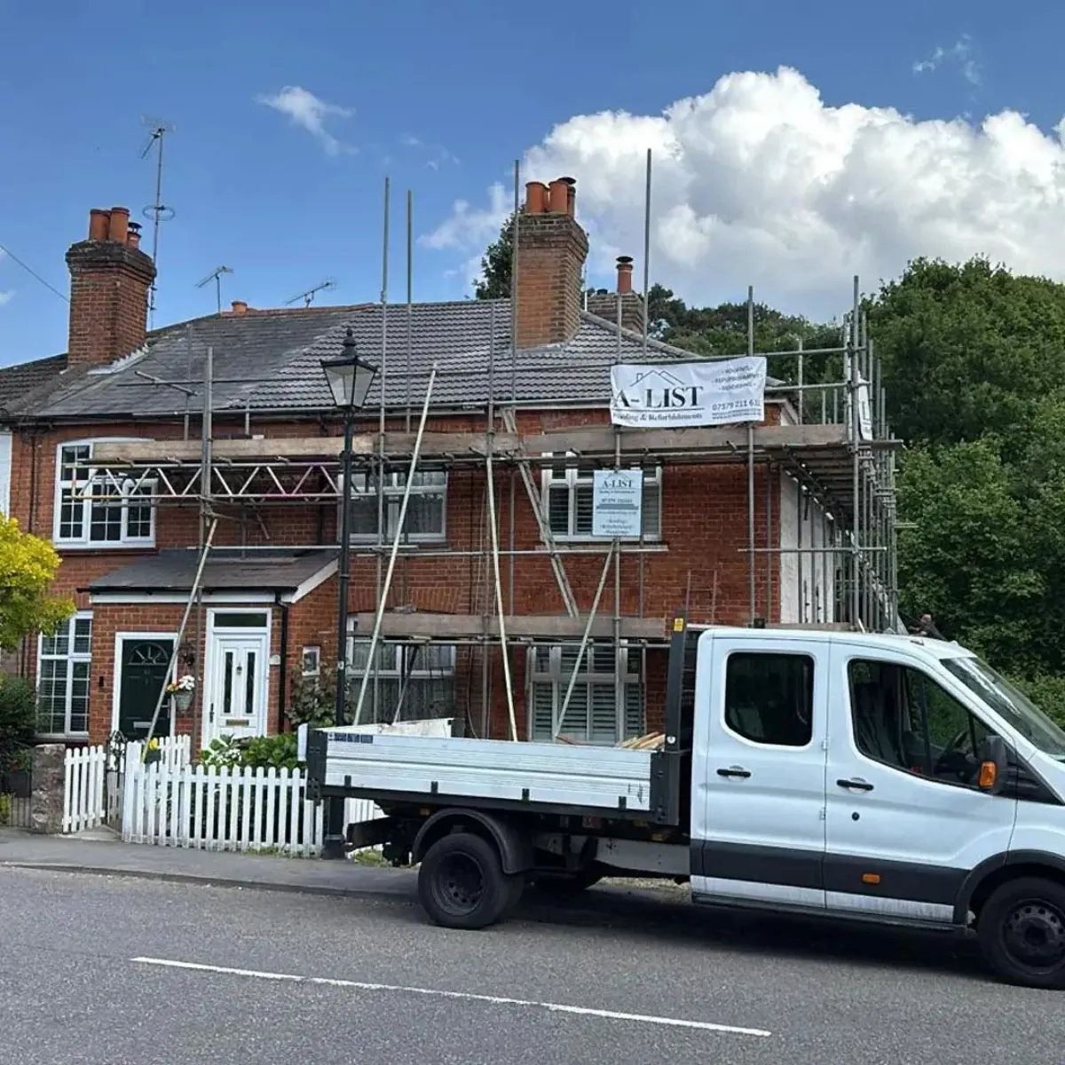 Completed roof replacement on a house in Frimley, Surrey